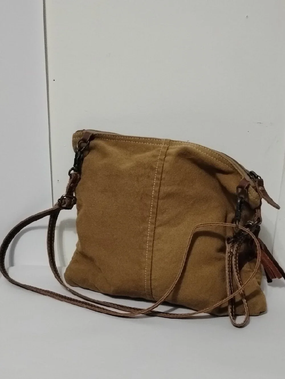 Sel de Mer Brown Canvas & Leather Crossbody Bag